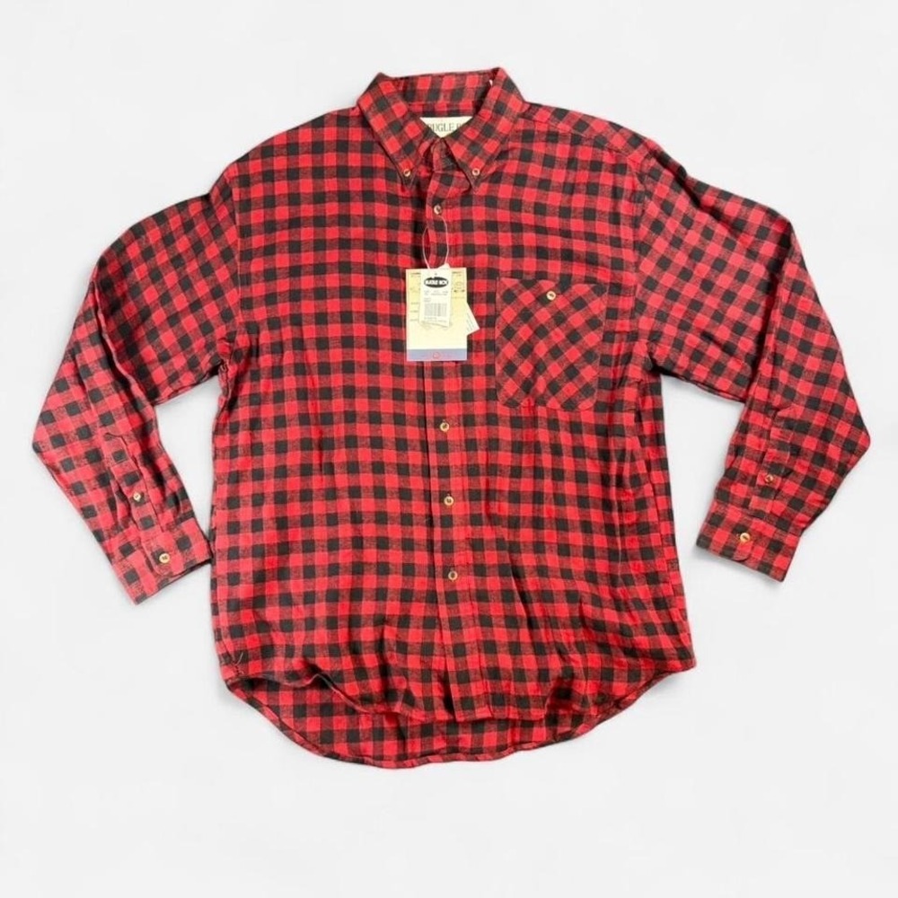 Vintage NWT Bugle Boy Buffalo Check Plaid Button Down Shirt Mens Size Large
